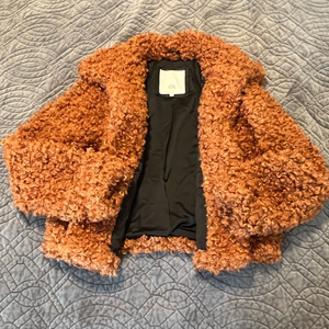 ASOS River Island‎ Borg Teddy Jacket Brown Sherpa Fluffy Size Medium Pockets